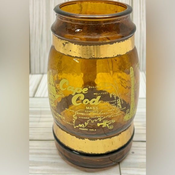 Vintage Siesta Ware Cape Cod Mug Amber Glass Wooden Handle 5" - Picture 2 of 10
